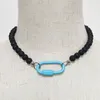 Retro Fashion Black Stone Necklace Colorful Spiral Buckle Pendant Accessories Man Simple Neck Jewelry Choker Design 240104