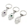 Keychains kft fatima hamsa hand keychain for car keys ring natural stone cabochon crystal key chains 액세서리 홀더