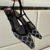 Designer hoge hakken dames sandaal slingbacks lederen formele schoenen vierkante neus enkel Atrap dames stiletto pompen sandalen