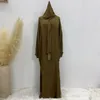 Abbigliamento etnico Jilbab per le donne Abaya velato con sciarpa Hijab integrata maniche a palloncino Abito da preghiera musulmano Ramadan Eid Abiti islamici