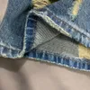 Famous Broken Hole, famosos, design de dupla camada, jeans originais de alta qualidade de luxo de luxo de algodão high -end de algodão high -end jeans 240104