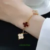 Bracelet de créateur Clover Van Brand Gold Five Flower Bracelet Femmes 925 Sterling Silver Internet Celebrity Même style Mode avec boîte