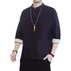 Ethnic Clothing Fashion Solid Color Traditional Suit Men Chinese Style Hanfu Shirt Long Sleeve Tang Cardigan Jacket Plus Size 5XL