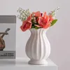White Nordic Large Mouth Minimalist Ceramic Decorative Dry Flower Vases Living Room Flower Arrangement TABLEBED CEDORATIONS 240105