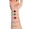 Bijoux de créateurs Van Sterling Silver Fanjia Clover Bracelet à fleur unique plaqué avec or 18 carats Fritillaria blanc moyen rouge avec boîte