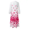 Casual Dresses Elegant Classy Long Sleeves Print V-Ausschnitt Maxi für Frauen 2024 Plus Size Boho Strand Sommerkleid mit Taschen Damenbekleidung
