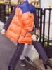Trench da donna Moda Arancione Contrasto di colore Piumino Cappotto Risvolto Cerniera allentata Manica lunga Spessa Parka Giubbotti Inverno 2024 7AB2650
