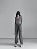 Women's Pants Wide Leg Cargo High Street Fashion Cool Thin Drawstring Strap Straight Tube Mop Casual