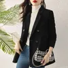 Abiti da donna Autunno e inverno British Syle Velluto a coste Abito corto Blazer Giacca retrò casual tinta unita doppiopetto allentato