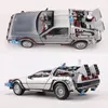 Tekerlekler 1 18 Ölçekli Delorean DMC 12 Gelecek Zaman Makinesi Mr.Fusion Diecast Oyuncak Araç Modeli 240104