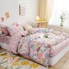 Cute Bear Bedding Set Girls Boys Kids Single Double Size Flat Sheet Duvet Cover Pillowcase Bed Linens White Blue Home Textile 240105