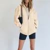 Jaquetas femininas Mulheres Oversized Hoodies Cor Sólida Senhoras Moletons com Bolso Zip Up Assimétrico Solto Fit Y2K Estilo Roupa Diária