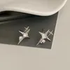 Stud Earrings Silver Color Cross Star Zircon For Women Girl Korean Four-Pointed Personality 2024 Fashion Jewellery