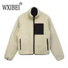 WXIBEI 2023 Vintage Lamb Fur Coat Women Autumn Winter Warm Double Sided Fleece Outwear Black 8 Billiards Print Jacket 1A037 240104