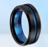 Tigrade 8mm Men Black Tungsten Carbide Ring Thin Blue Line Band Vintage Men Jewelry Anime Anel Massulino Aneis Size 615 21817335