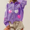 Día de San Valentín Abrigo de pana Mujer Primavera Otoño Ropa Cardigan Lentejuelas Punk Gótico Bomber Chaqueta Cortavientos Y2k Chaquetas de corazón 240104