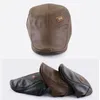 Beret Hat Spring Autumn PU Leather Plus Velvet MiddleAged Elderly Mens Warm Outdoor Leisure Fashion Peaked Cap 240104