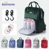 Sunveno Nappy Backpack Bag Mummy Large Capacity Diaper Bag with Changing Pad and Stroller Hanger 240105