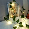 1 pezzo, LED verde foglia piante finte stringa luminosa (2 m/78,74 pollici 20 LED), decorazioni per Capodanno, per l'arredamento della casa, dell'ufficio, del compleanno, della stanza di casa, della camera da letto.