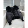 Weibliche Jacke Fashion Winter echtes Waschbär Fellkragen dicke Frauen warmer Mantel 90% weißer Ente Down Jacke Luxury Oberbekleidung 240105