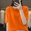 Women's Sweaters 2024 Spring 100 Cashmere Short Sleeve Curly Neck Crewneck Fashion Show Thin Knitted Temperament Leggings