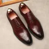 Wysokiej jakości koronkowy garnitur Brogue Wedding Formal Mens Italian Style Brązowy czarny, prawdziwy skórzana sukienka Oxford Buty