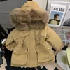 Winter Girl Jackets Baby Cottonpadded Jacket Kids Thickened Parkas Children Girls Cashmere Coat 2to9y 240104