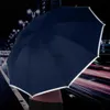 Ombrelli Ombrello da viaggio completamente automatico con luce a LED Ombrello pieghevole inverso con striscia riflettente Ombrelli UV per giorni di sole o pioggia YQ240105
