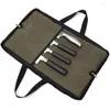 Kitchen Storage Cutter Roll Backpack Travel Case Compact Waxed Canvas Chef With Zipper Pocket Durable 4-slot Knife For
