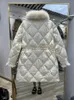 女性のゆるい白いアヒルダウンジャケットレディースレアルフォックス冬の女性冬コート厚い暖かい長いオーバーコート240105