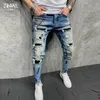 Men Clothing Street Fashion Jeans Skinny Slim fit Ripped Stretch Man Hole Patchwork Casual Jogging Denim Pencil Pants 240104