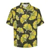 남자 캐주얼 셔츠 디자이너 프린트 노란 잎 휴가 셔츠 하와이 쿨 블라우스 남자 그래픽 큰 크기