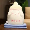 Kawaii Plushie bébé bouteille de lait avec couverture en peluche jouet tasse de lait en peluche oreiller doux enfant câlin décor maison coussin cadeaux 240105