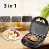 Pentole 220V 750W 3 in 1 Macchina per panini domestici Multifunzione per waffle Riscaldamento Tortiera Bistecca Panini Colazione