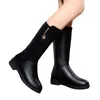 Boots Women’s Winter 2024 دافئ الثلج أفخم أزياء غير رسمية على جانب السوستة أحذية الفخذ عالي الأسود