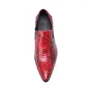 Zapatos de vestir Chaussure Hombre Piel de pitón roja Charol para hombre para hombres Formal Lace Up Mocasines Puntiagudos Oficina de boda