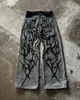 Americano Y2K Streetwear High Street Goth Jeans a vita da uomo Retro allentato Hip Hop Stile Harajuku Bottone Gamba larga Pantalone 240104