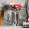 French-Press-Kaffeemaschine, doppelwandig, 304-Edelstahl, hält Brühen oder Tee in 3 Größen mit Verschlussclip, Löffel 240104