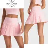 Lu Lu Shorts Citron Yoga Femmes Jupes De Tennis De Sport Collants Taille Haute Short De Tennis De Yoga Robe avec Poches Jupe De Poche Plissée Anti-Échappement Séchage Rapide