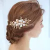 Bridal Headpieces Flower Crystals Rhinestones Pearls Hair Comb Wedding Bride Bridesmaid Headdress Handmade Hair Jewelry Decor