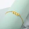 Cor dourada 14k ouro amarelo número do anjo da sorte 111 222 333 444 555 666 777 888 999 pulseira charmosa para mulheres homens joias presente