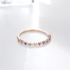 Anéis de cluster estilo fino multicolorido zircão cúbico anel de pedra para mulheres rosa cor de ouro moda jóias de dedo