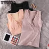 Sexy Winter Thermals Velvet Vest Pad Plus Size XXXL Inner Wear for Women Lace Sleeveless Body Tops Slim Solid V Neck Underwear 240104