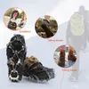 1 Pair Anti-slip Climbing Crampons 24 Teeth Mountaineering Shoe Boot Grips Chain Spike with Carry Bag Snow Gripper for Hiking Cl 240104