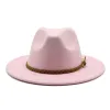 Summer Wool Men's Winter Zimowa jesienna czapka Fedora z DIY Punk Belt Wide Razer Church Sombreros Jazz Cap Top Sun Hat