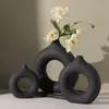 Nordic Vase Rund Hohl Keramik Donuts Blumentopf Home Wohnzimmer Dekoration Zubehör Innen Büro Desktop Dekor Geschenk 240105