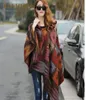 2019 NUEVAS Mujeres de Invierno Boho Abrigo Con Capucha Cabo Poncho damas Chales abrigo femenino Pashmina a cuadros manta de cachemira bufanda Bufanda Mujer T5827302