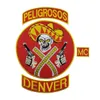 Werkzeuge PELIGROSOS DENVER Red Cowboy Motorrad Club Weste Jacke Biker MC Stickerei Patches Eisen auf großen Rücken Patches