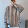 Stile coreano trendy per uomo e donna retro autunno e inverno girocollo maglione lavorato a maglia coppia hip-hop casual top a righe y2k 240104