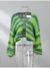 Oversized Colorful Strip Knitted Cardigans Crop Women Loose Long Sleeve Open Front Sweaters 2023 Autumn Chic High Streetwears 240105
